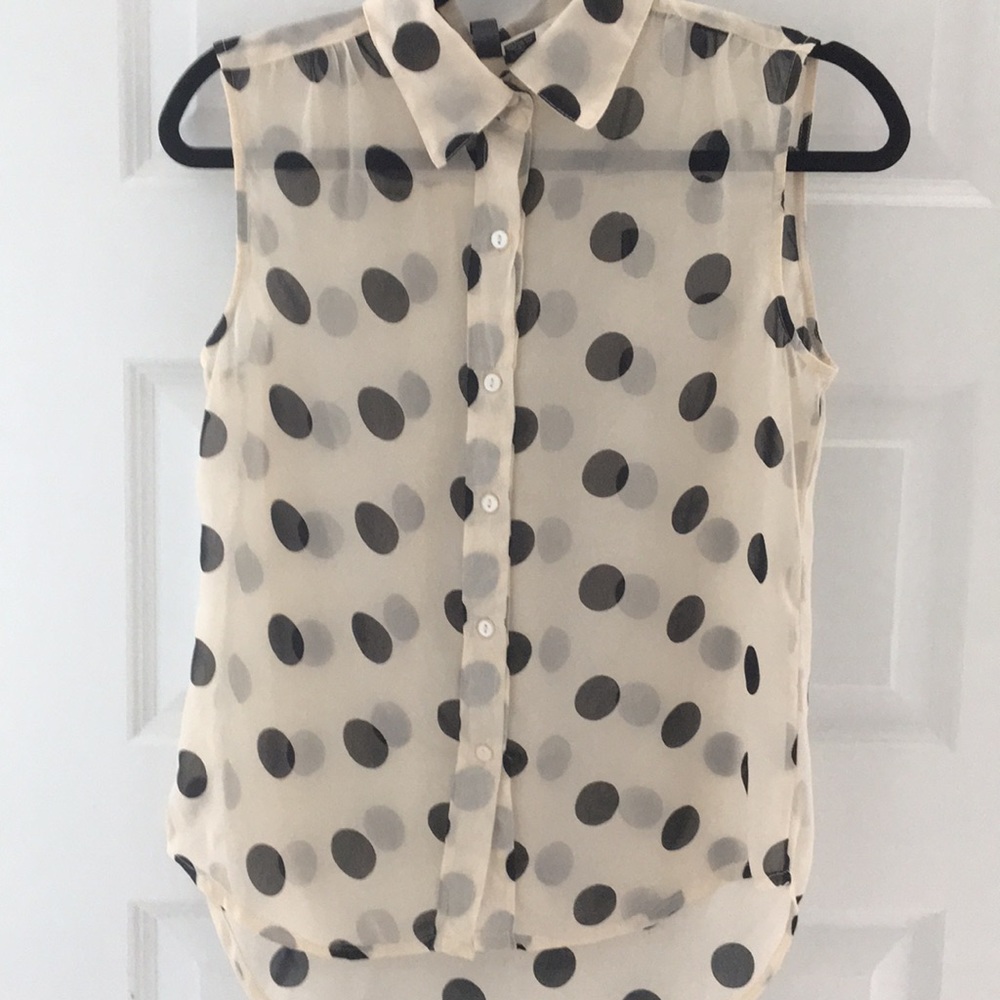 Sheer Polka Dot Button-Up